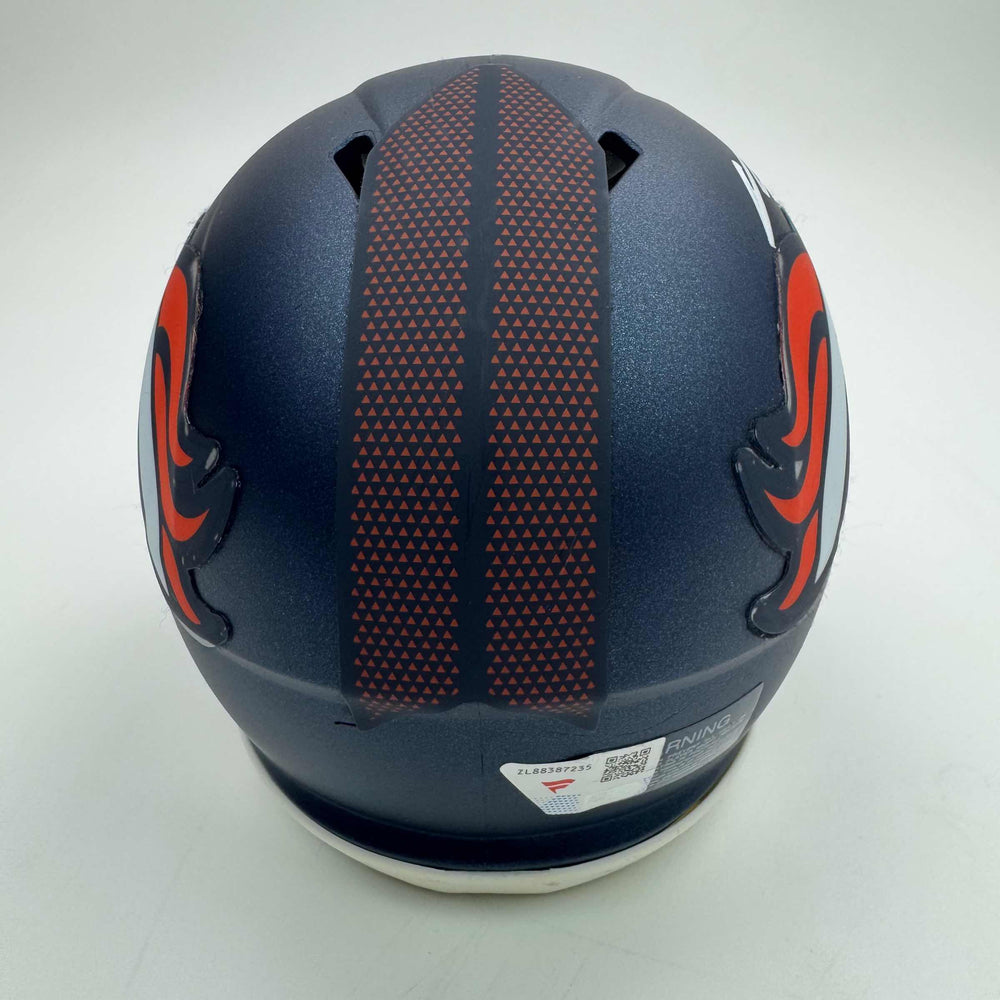 Autographed/Signed Bo Nix Denver Broncos Football Mini Helmet Fanatics COA (ONLINE ORDER ONLY)