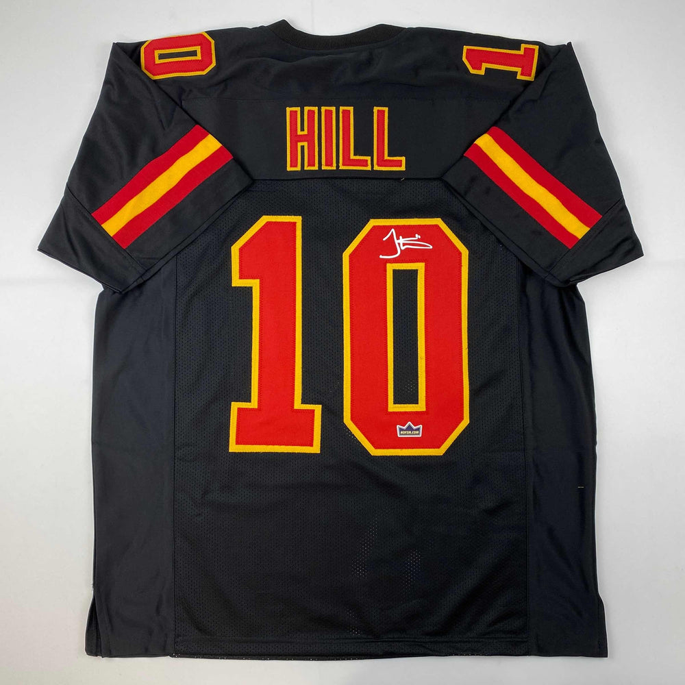 Facsimile Autographed Tyreek Hill Kansas City Black Reprint Laser Auto Football Jersey Size Men's XL (ONLINE ORDER ONLY)