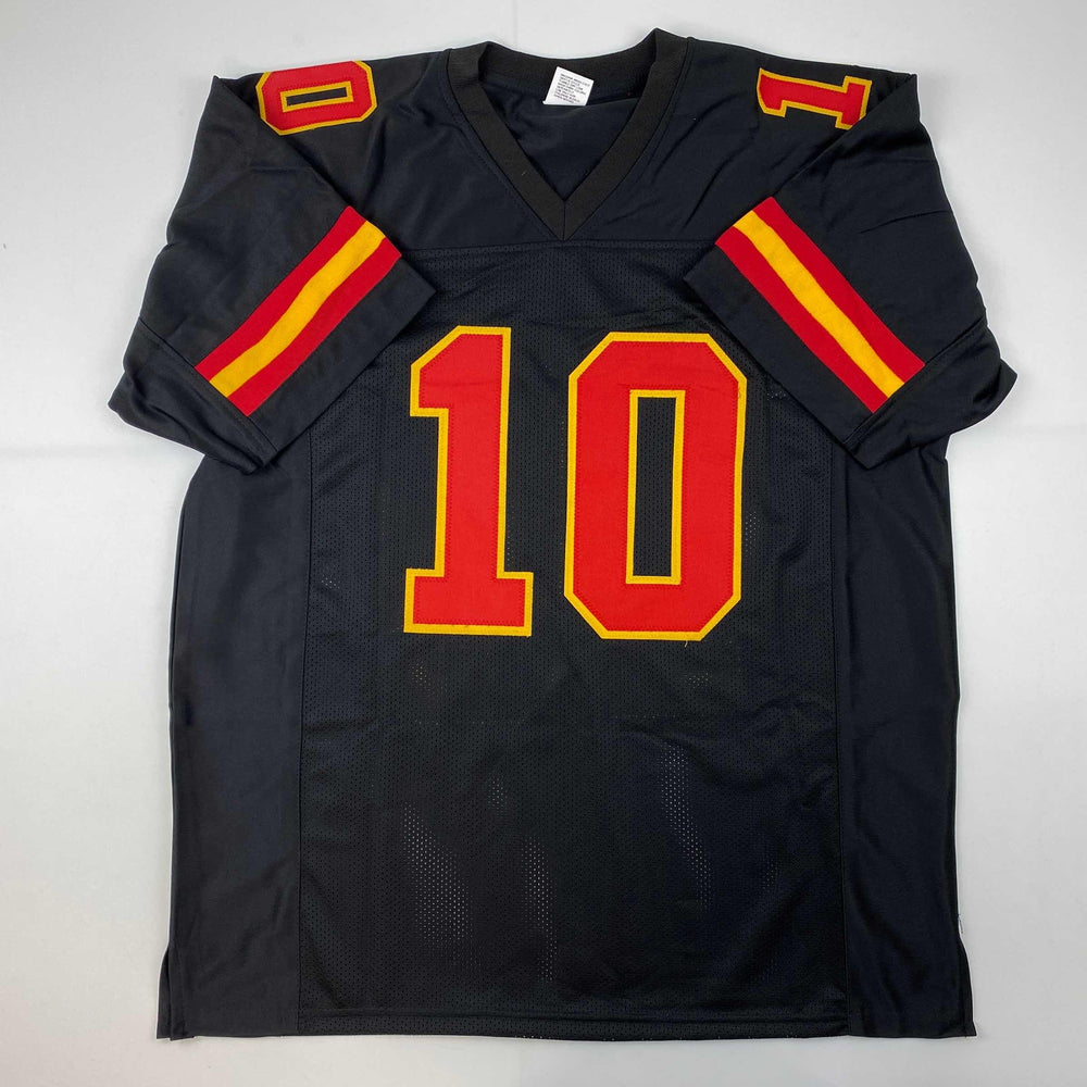 Facsimile Autographed Tyreek Hill Kansas City Black Reprint Laser Auto Football Jersey Size Men's XL (ONLINE ORDER ONLY)