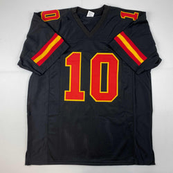Facsimile Autographed Tyreek Hill Kansas City Black Reprint Laser Auto Football Jersey Size Men's XL (ONLINE ORDER ONLY)