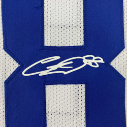 Facsimile Autographed CeeDee Lamb Dallas White Reprint Laser Auto Football Jersey Size Men's XL (ONLINE ORDER ONLY)