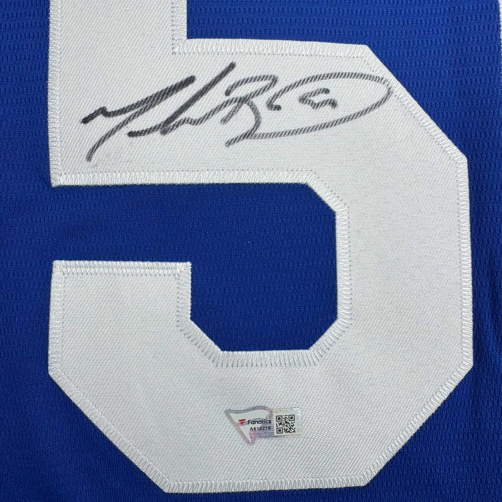 Autographed/Signed Mookie Betts Los Angeles LA Blue Baseball Jersey Fanatics COA (ONLINE ORDER ONLY)