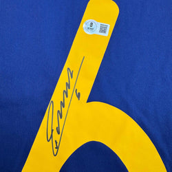 Autographed/Signed Andres Iniesta Spain Blue World Cup Soccer Futbol Jersey Beckett BAS COA (ONLINE ORDER ONLY)