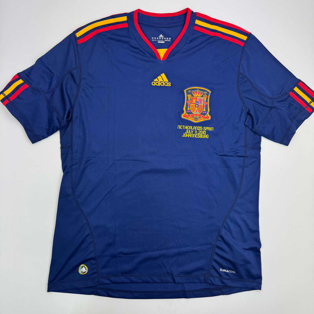 Autographed/Signed Andres Iniesta Spain Blue World Cup Soccer Futbol Jersey Beckett BAS COA (ONLINE ORDER ONLY)