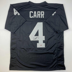Facsimile Autographed Derek Carr Oakland Las Vegas Black Reprint Laser Auto Football Jersey Size Men's XL (ONLINE ORDER ONLY)