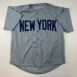 Facsimile Autographed Babe Ruth New York Grey Reprint Laser Auto Baseball Jersey Size Men's XL (ONLINE ORDER ONLY)