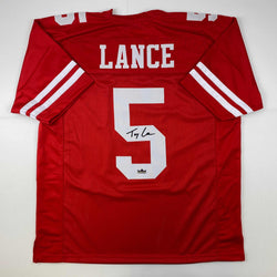Facsimile Autographed Trey Lance San Francisco Red Reprint Laser Auto Football Jersey Size Men's XL (ONLINE ORDER ONLY)