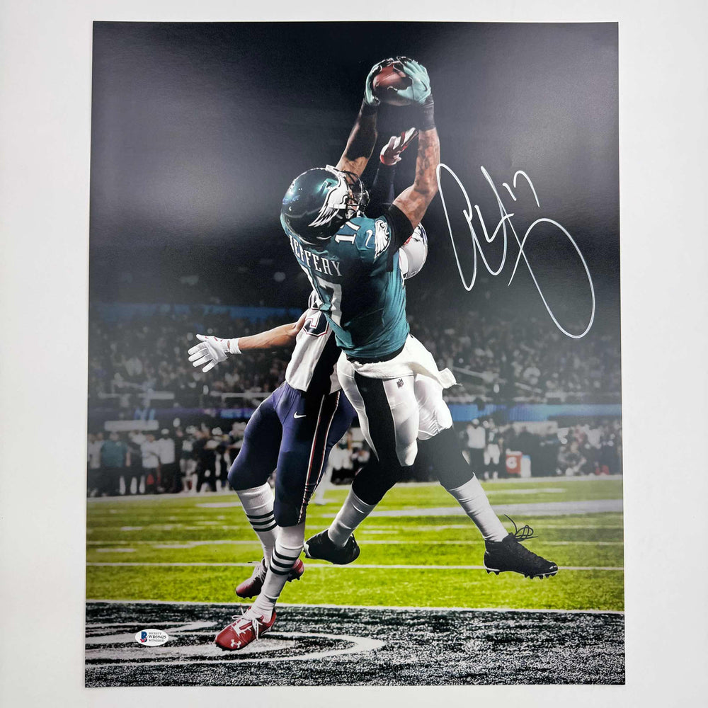 Autographed/Signed Alshon Jeffery Philadelphia Eagles Super Bowl LII 52 TD Catch 16x20 Football Photo Beckett BAS COA (ONLINE ORDER ONLY)