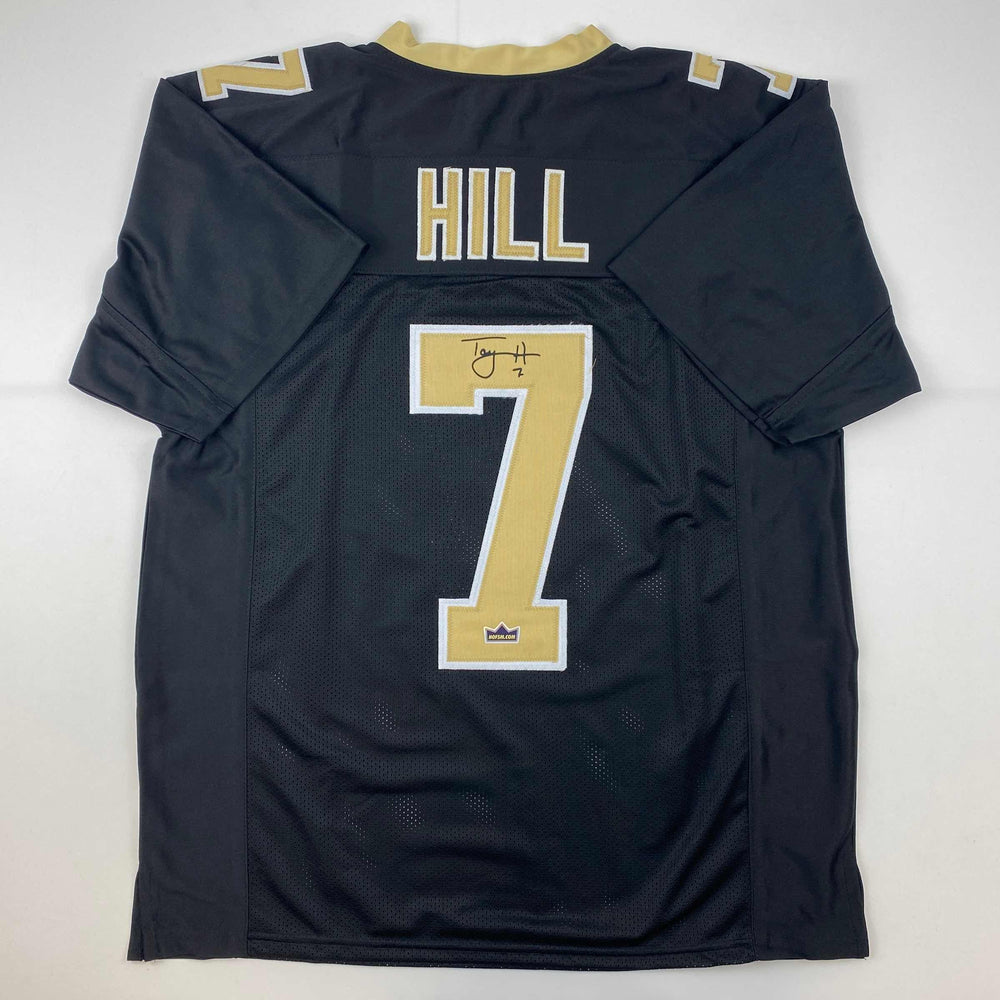 Facsimile Autographed Taysom Hill New Orleans Black Reprint Laser Auto Football Jersey Size Men's XL (ONLINE ORDER ONLY)