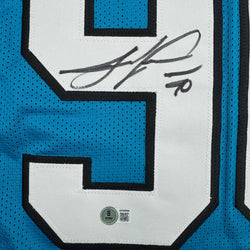 Autographed/Signed Julius Peppers Carolina Blue Football Jersey Beckett BAS COA (ONLINE ORDER ONLY)