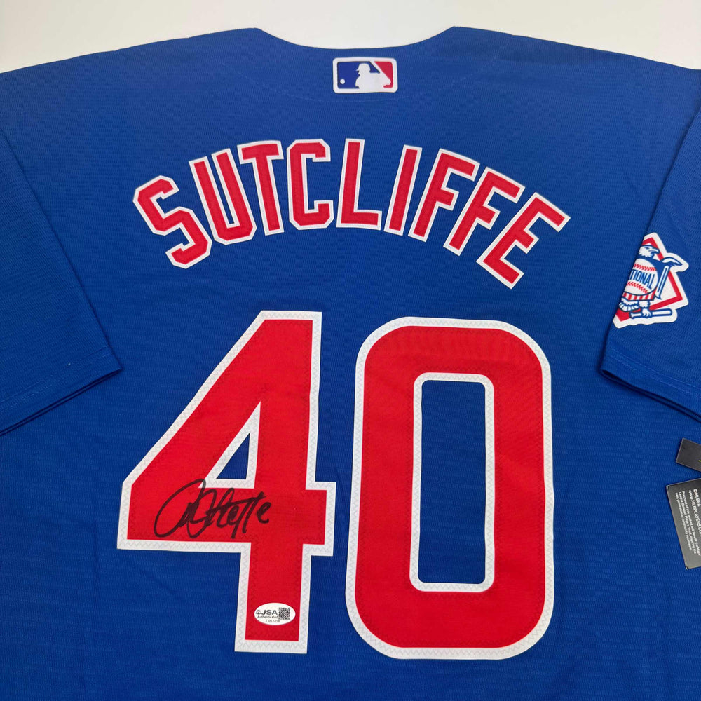 Autographed/Signed Rick Sutcliffe Chicago Blue Baseball Jersey Beckett BAS COA (ONLINE ORDER ONLY)