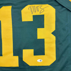 Autographed/Signed Dontayvion Wicks Green Bay Color Rush Football Jersey JSA COA (ONLINE ORDER ONLY)