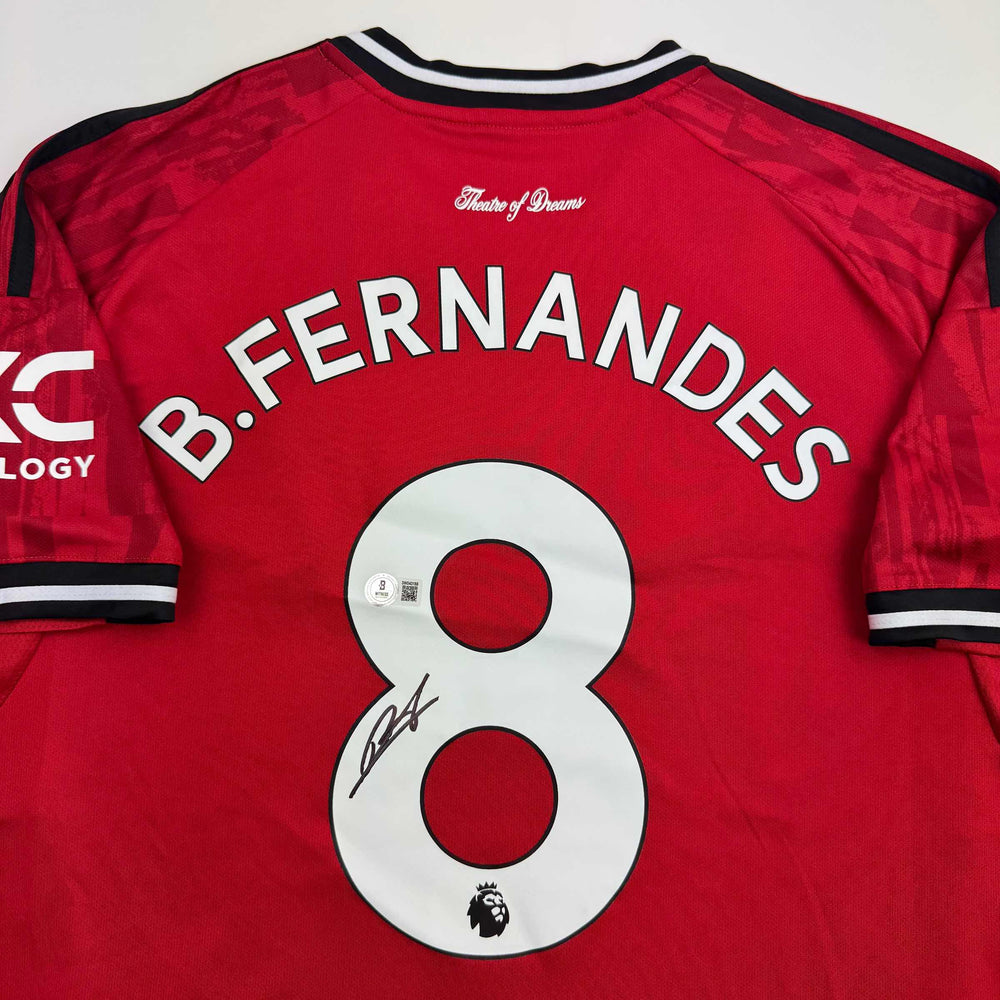 Autographed/Signed Bruno Fernandes Manchester United Red Soccer Jersey Beckett BAS COA (ONLINE ORDER ONLY)