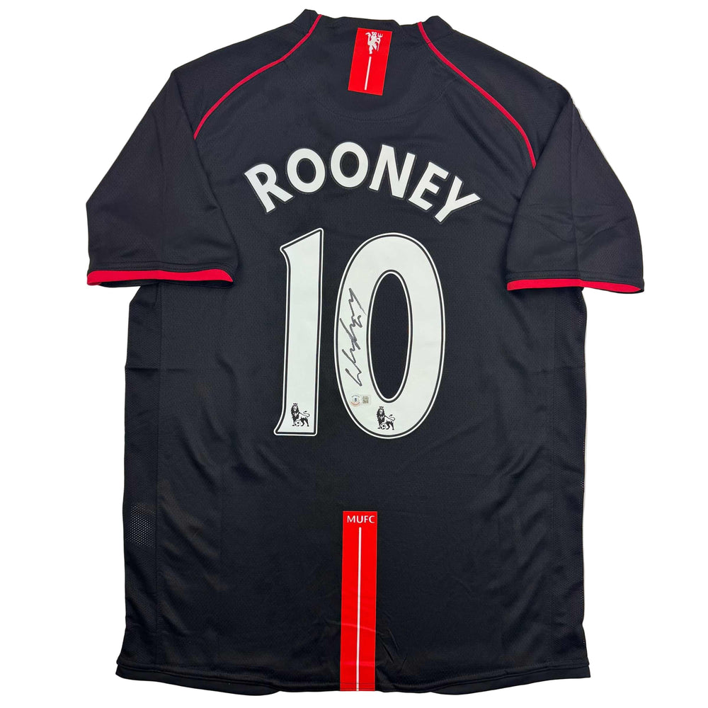 Autographed/Signed Wayne Rooney Manchester United Black 2008 Soccer Jersey Beckett BAS COA (ONLINE ORDER ONLY)