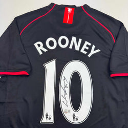 Autographed/Signed Wayne Rooney Manchester United Black 2008 Soccer Jersey Beckett BAS COA (ONLINE ORDER ONLY)