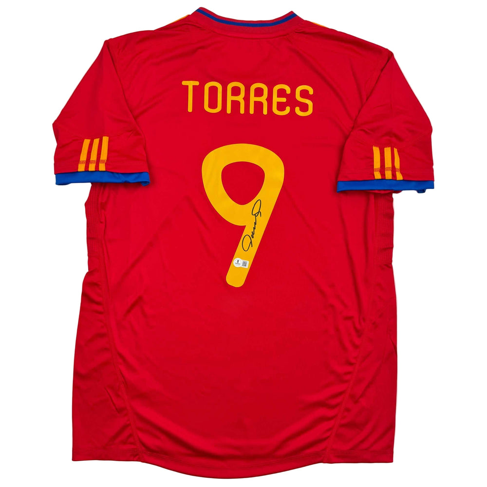 Autographed/Signed Fernando Torres Spain Red World Cup Soccer Futbol Jersey Beckett BAS COA (ONLINE ORDER ONLY)