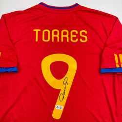 Autographed/Signed Fernando Torres Spain Red World Cup Soccer Futbol Jersey Beckett BAS COA (ONLINE ORDER ONLY)