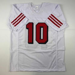 Facsimile Autographed Jimmy Garoppolo San Francisco White Alternate Reprint Laser Auto Football Jersey Size Men's XL (ONLINE ORDER ONLY)