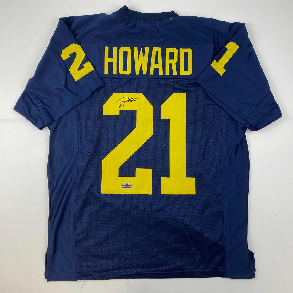 Facsimile Autographed Desmond Howard Michigan Blue Reprint Laser Auto College Football Jersey Size Men's XL (ONLINE ORDER ONLY)