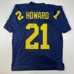 Facsimile Autographed Desmond Howard Michigan Blue Reprint Laser Auto College Football Jersey Size Men's XL (ONLINE ORDER ONLY)