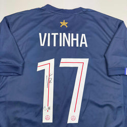 Autographed/Signed Vitinha PSG Paris Saint Germain Blue Soccer Futbol Jersey Beckett BAS COA (ONLINE ORDER ONLY)