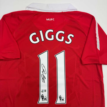 Autographed/Signed Ryan Giggs Manchester United Red Soccer Jersey Beckett BAS COA (ONLINE ORDER ONLY)