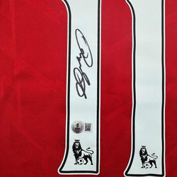 Autographed/Signed Ryan Giggs Manchester United Red Soccer Jersey Beckett BAS COA (ONLINE ORDER ONLY)
