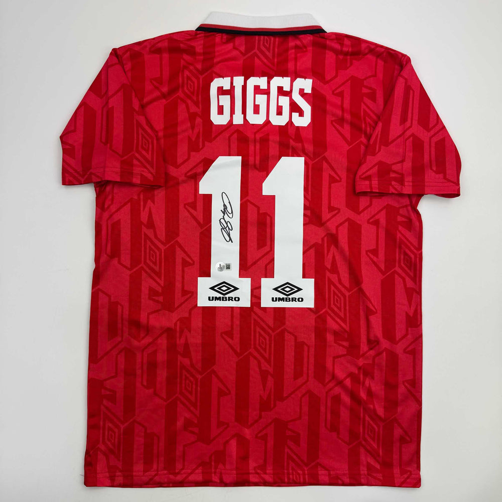 Autographed/Signed Ryan Giggs Manchester United Red Soccer Jersey Beckett BAS COA (ONLINE ORDER ONLY)