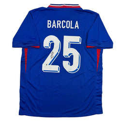 Autographed/Signed Bradley Barcola France French National Team Blue Soccer Jersey Beckett BAS COA (ONLINE ORDER ONLY)