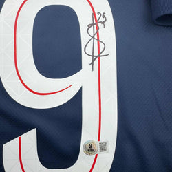 Autographed/Signed Bradley Barcola PSG Paris Saint Germain Blue Soccer Futbol Jersey Beckett BAS COA (ONLINE ORDER ONLY)