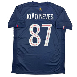 Autographed/Signed Joao Neves PSG Paris Saint Germain Blue Soccer Futbol Jersey Beckett BAS COA (ONLINE ORDER ONLY)