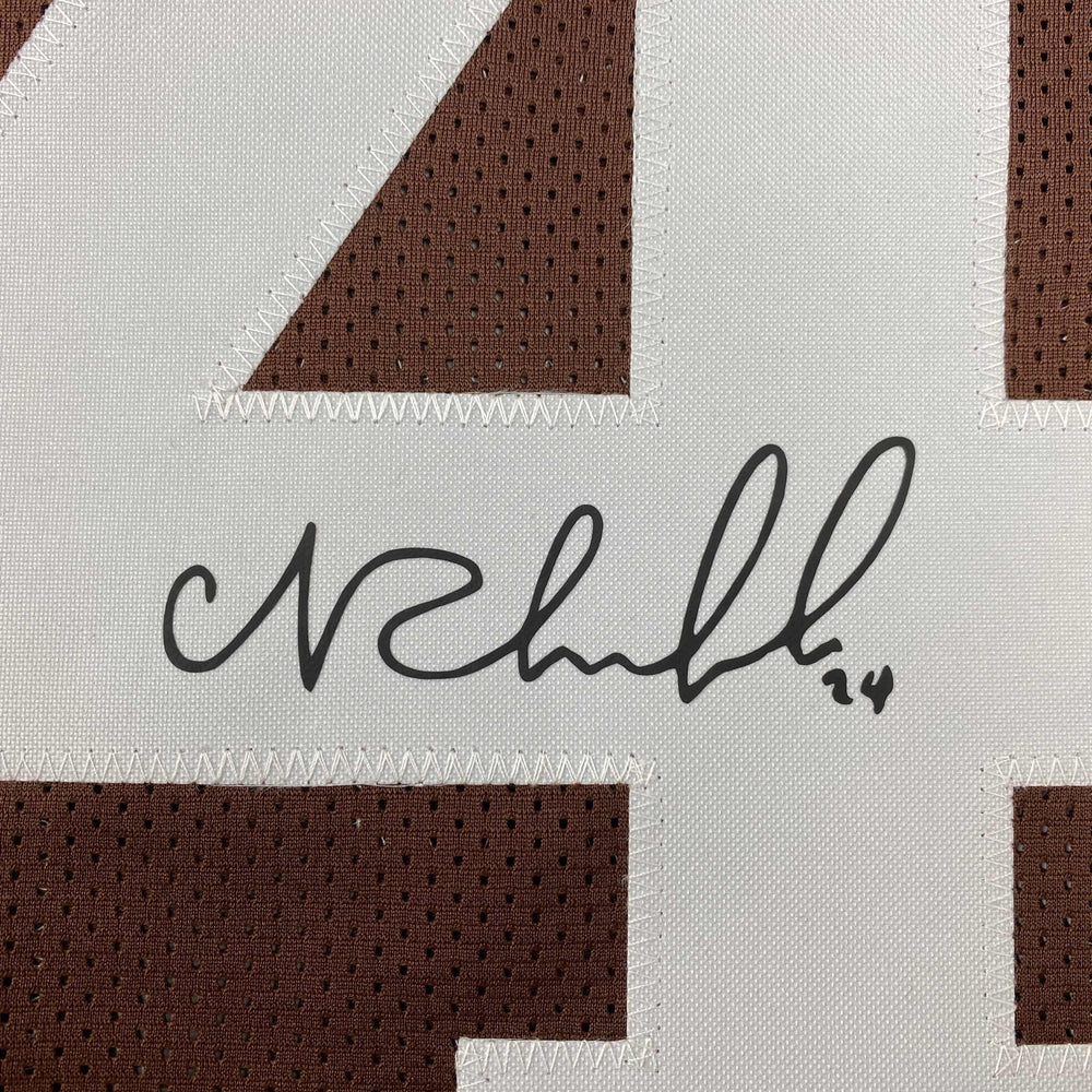 Facsimile Autographed Nick Chubb Cleveland Brown Reprint Laser Auto Football Jersey Size Men's XL (ONLINE ORDER ONLY)