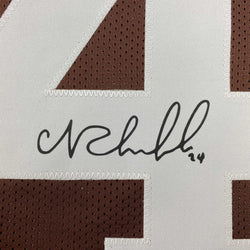 Facsimile Autographed Nick Chubb Cleveland Brown Reprint Laser Auto Football Jersey Size Men's XL (ONLINE ORDER ONLY)