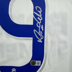 Autographed/Signed Ronaldo Nazario Real Madrid White Soccer Jersey Beckett BAS COA (ONLINE ORDER ONLY)
