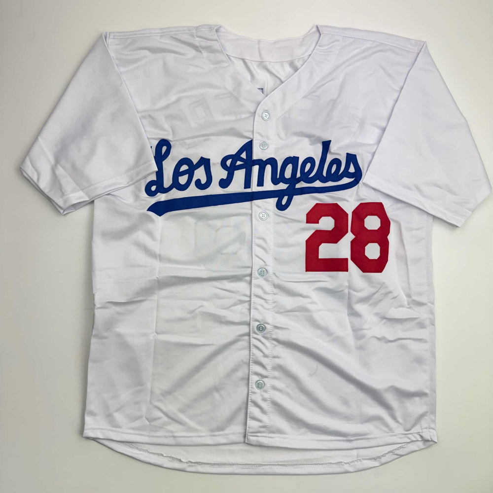 Autographed/Signed Pedro Guerrero Los Angeles LA White Baseball Jersey Beckett BAS COA (ONLINE ORDER ONLY)