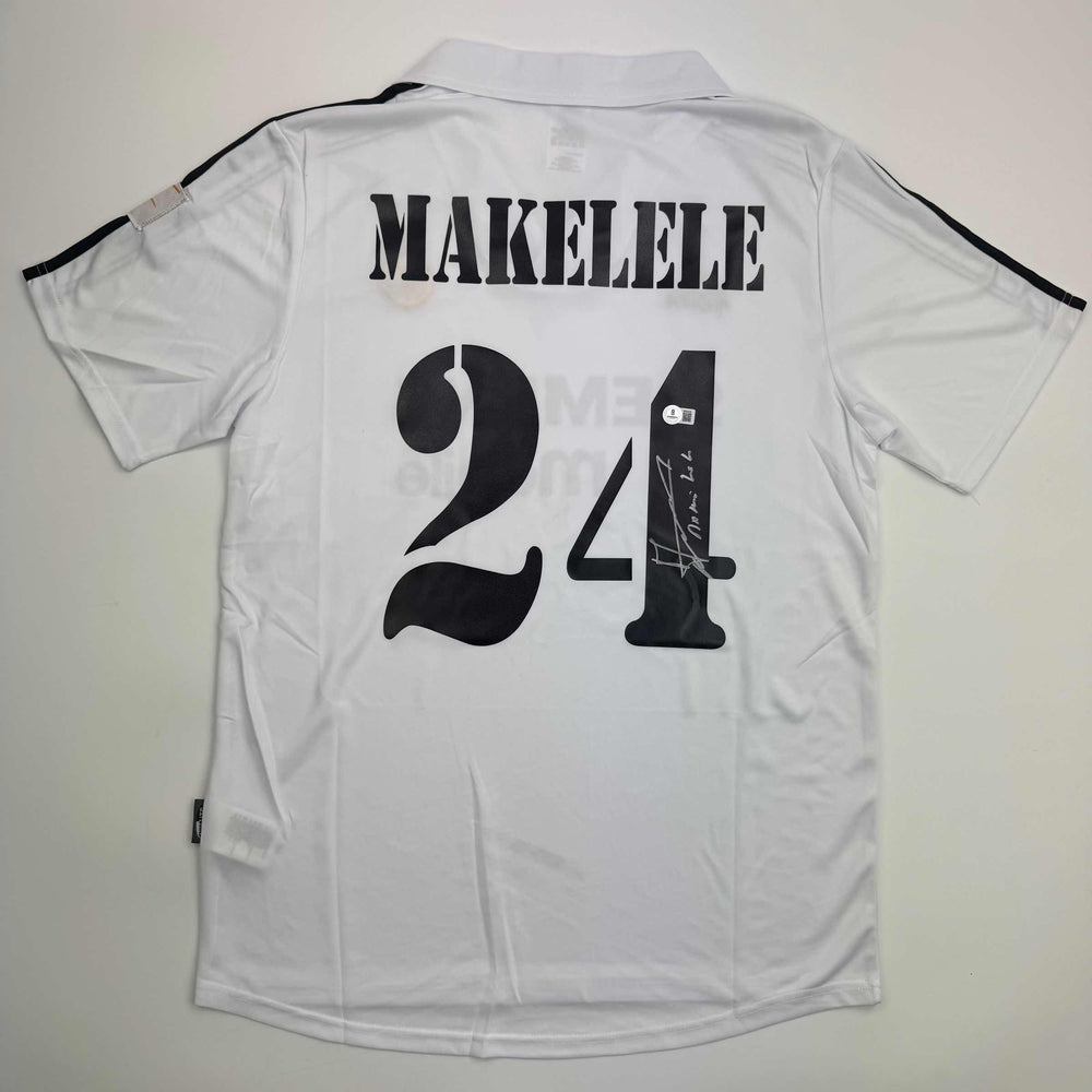 Autographed/Signed Claude Makelele Real Madrid White Soccer Jersey Beckett BAS COA