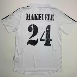 Autographed/Signed Claude Makelele Real Madrid White Soccer Jersey Beckett BAS COA