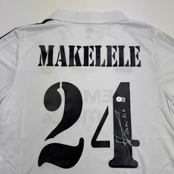Autographed/Signed Claude Makelele Real Madrid White Soccer Jersey Beckett BAS COA