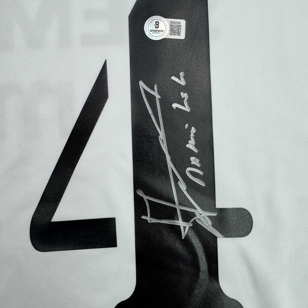 Autographed/Signed Claude Makelele Real Madrid White Soccer Jersey Beckett BAS COA