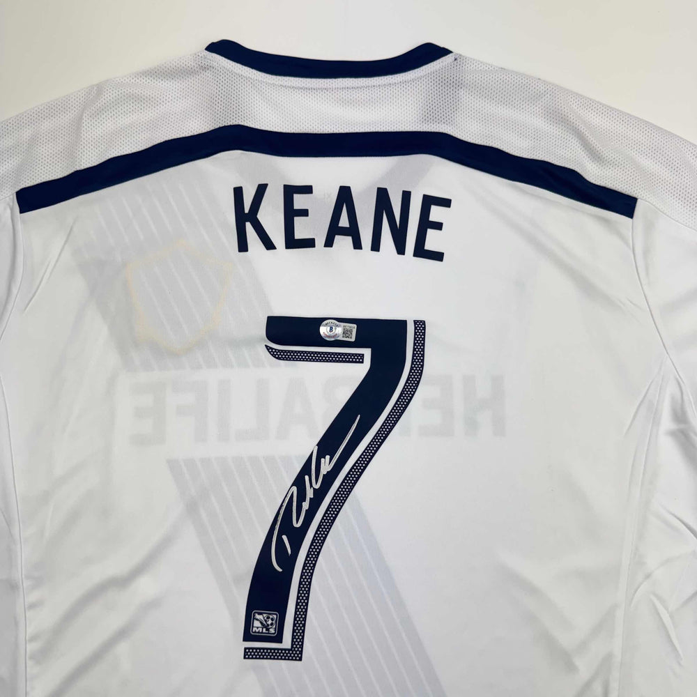 Autographed/Signed Robbie Keane LA Galaxy White Soccer Jersey Beckett BAS COA