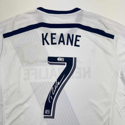 Autographed/Signed Robbie Keane LA Galaxy White Soccer Jersey Beckett BAS COA