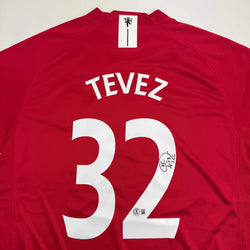 Autographed/Signed Carlos Tevez Manchester United Red Soccer Jersey Beckett BAS COA