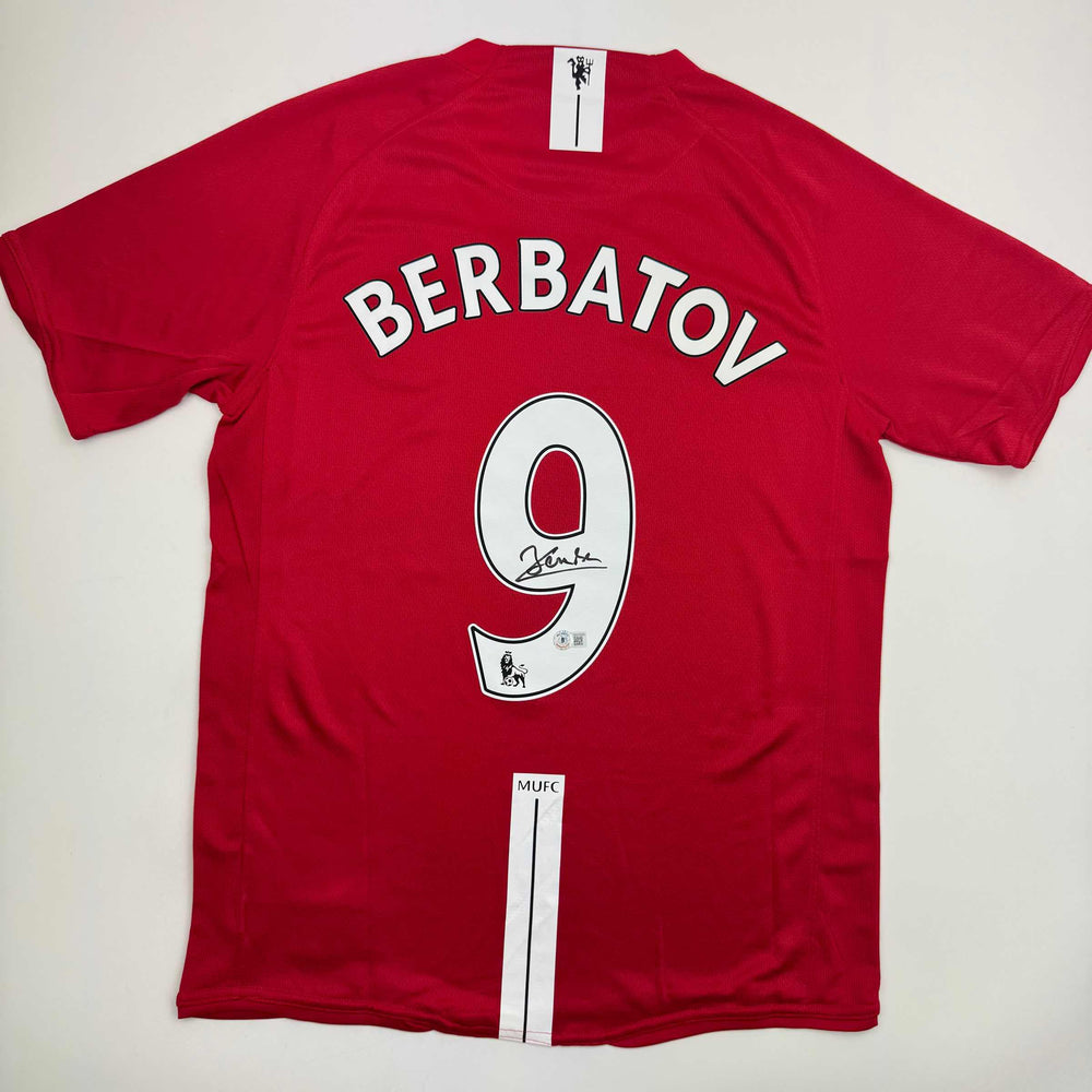 Autographed/Signed DImitar Berbatov Manchester United Red Soccer Jersey Beckett BAS COA