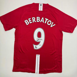 Autographed/Signed DImitar Berbatov Manchester United Red Soccer Jersey Beckett BAS COA