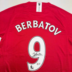 Autographed/Signed DImitar Berbatov Manchester United Red Soccer Jersey Beckett BAS COA