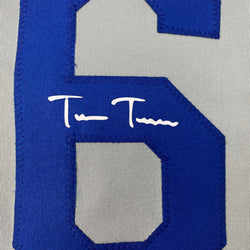Facsimile Autographed Trea Turner Los Angeles LA Grey Reprint Laser Auto Baseball Jersey Size Men's XL (ONLINE ORDER ONLY)