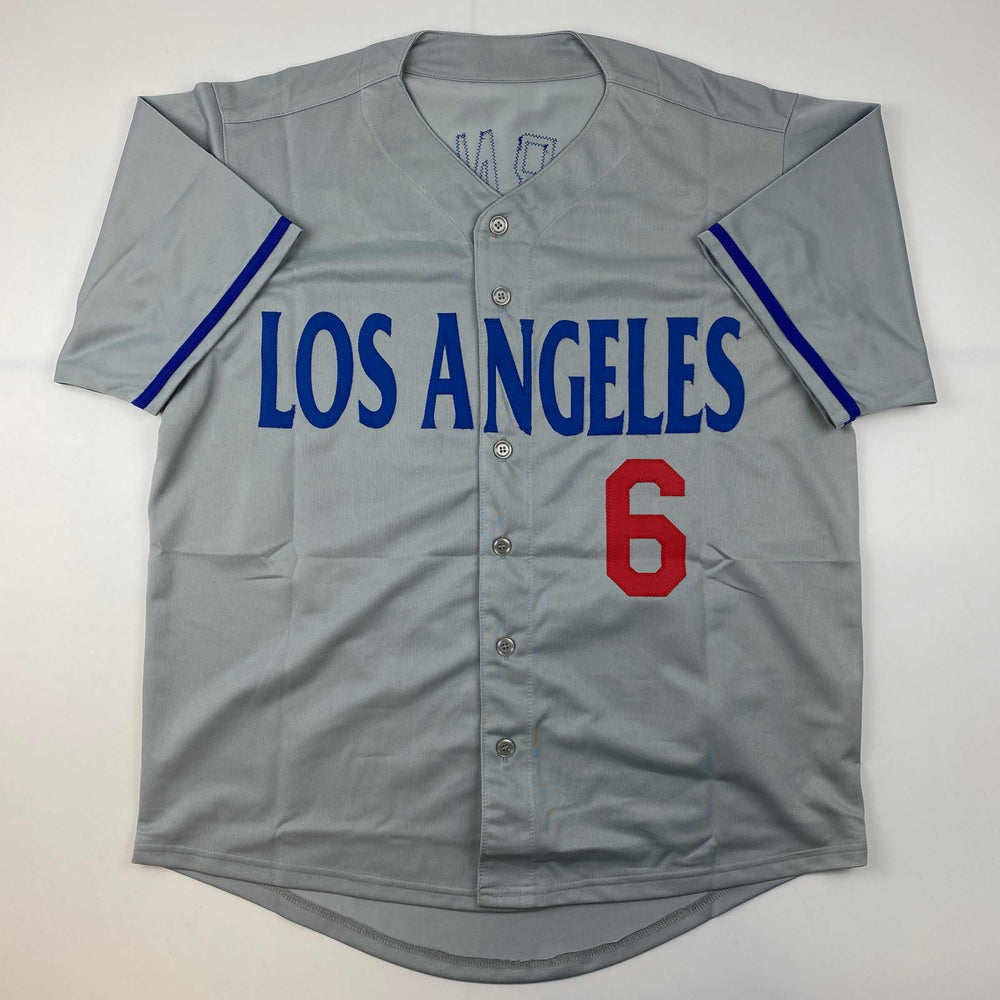 Facsimile Autographed Trea Turner Los Angeles LA Grey Reprint Laser Auto Baseball Jersey Size Men's XL (ONLINE ORDER ONLY)