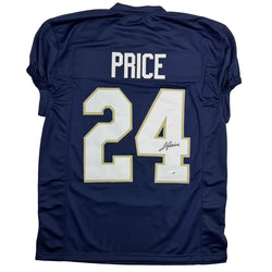 Autographed/Signed JaDarian Price Notre Dame Blue College Football Jersey JSA COA