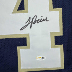 Autographed/Signed JaDarian Price Notre Dame Blue College Football Jersey JSA COA