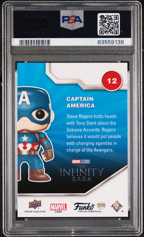 2023 UPPER DECK FUNKO POP MARVEL  CAPTAIN AMERICA PLATINUM #12  PSA 10 (Online Order Only)